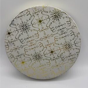 Vintage Gold & White Flat Wide Holiday Tin Buddy Squrrel’s Milwaukee